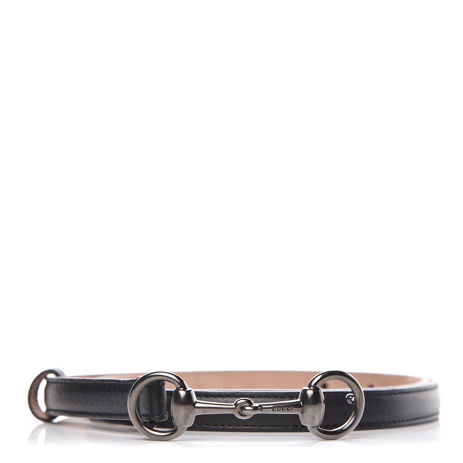 Gucci Calfskin Horsebit Skinny Belt 85 34 Black 1 of 6