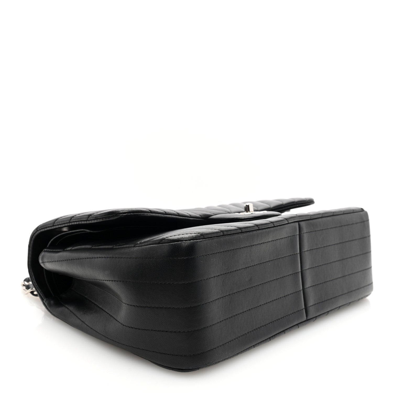 Chanel Lambskin Chevron Quilted Jumbo Double Flap Black 4 of 10