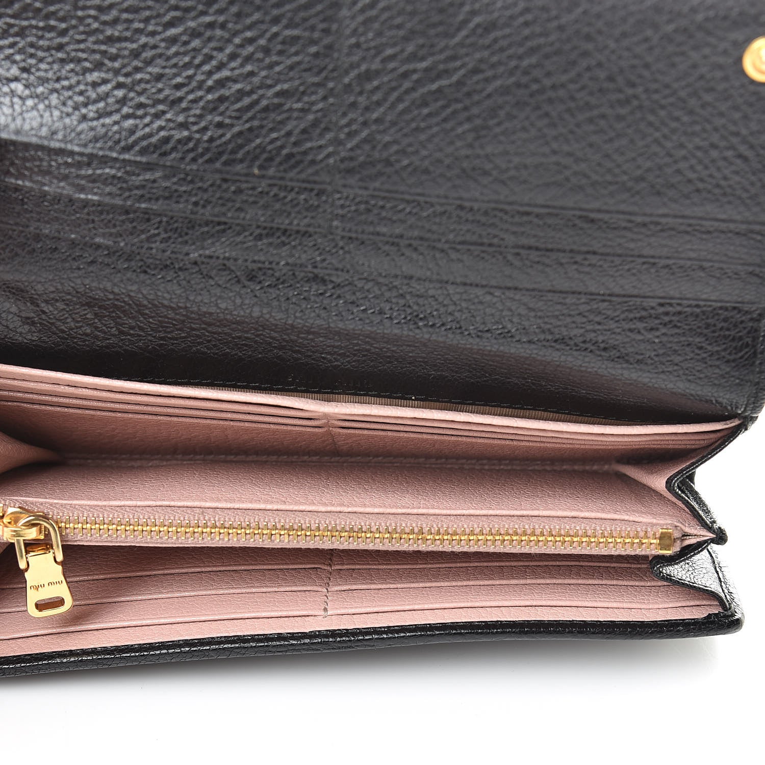 Miu Miu Goatskin Madras Flap Wallet Black 5 of 12
