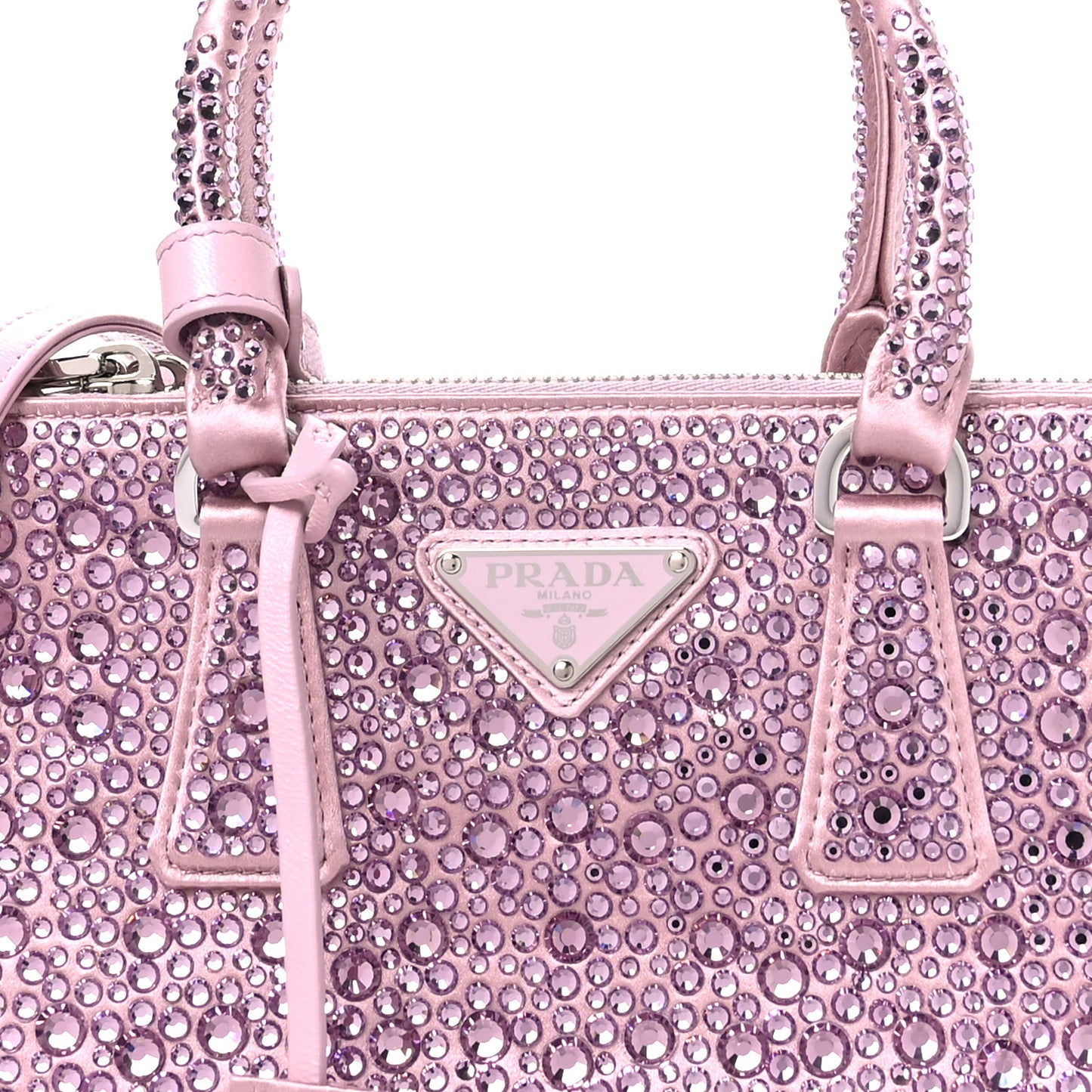 Satin Crystal Mini Galleria Double Zip Tote Alabastro