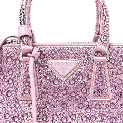 Prada Satin Crystal Mini Galleria Double Zip Tote Alabastro 8 of 11