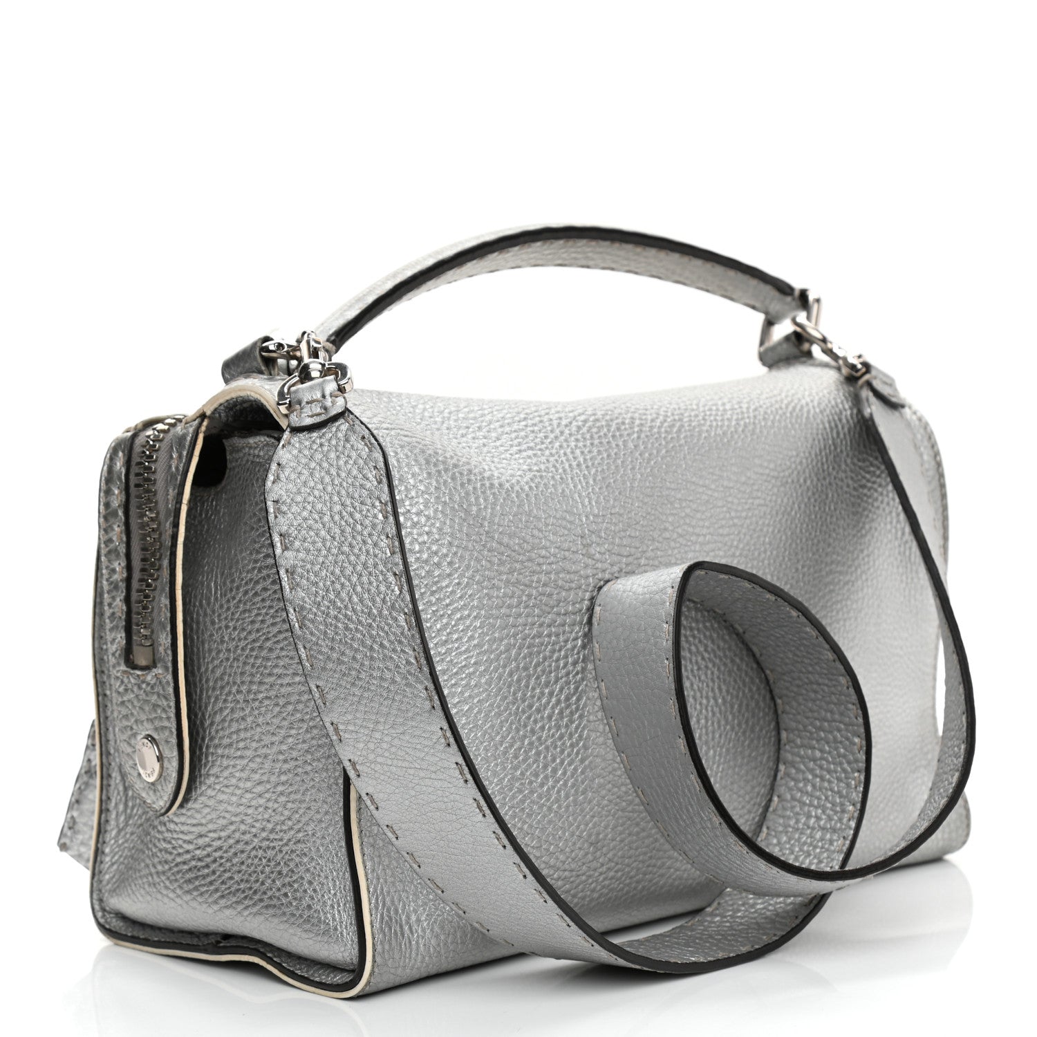 Fendi Cuoio Romano Lux Selleria Lei Boston Tote Argento 2 of 18