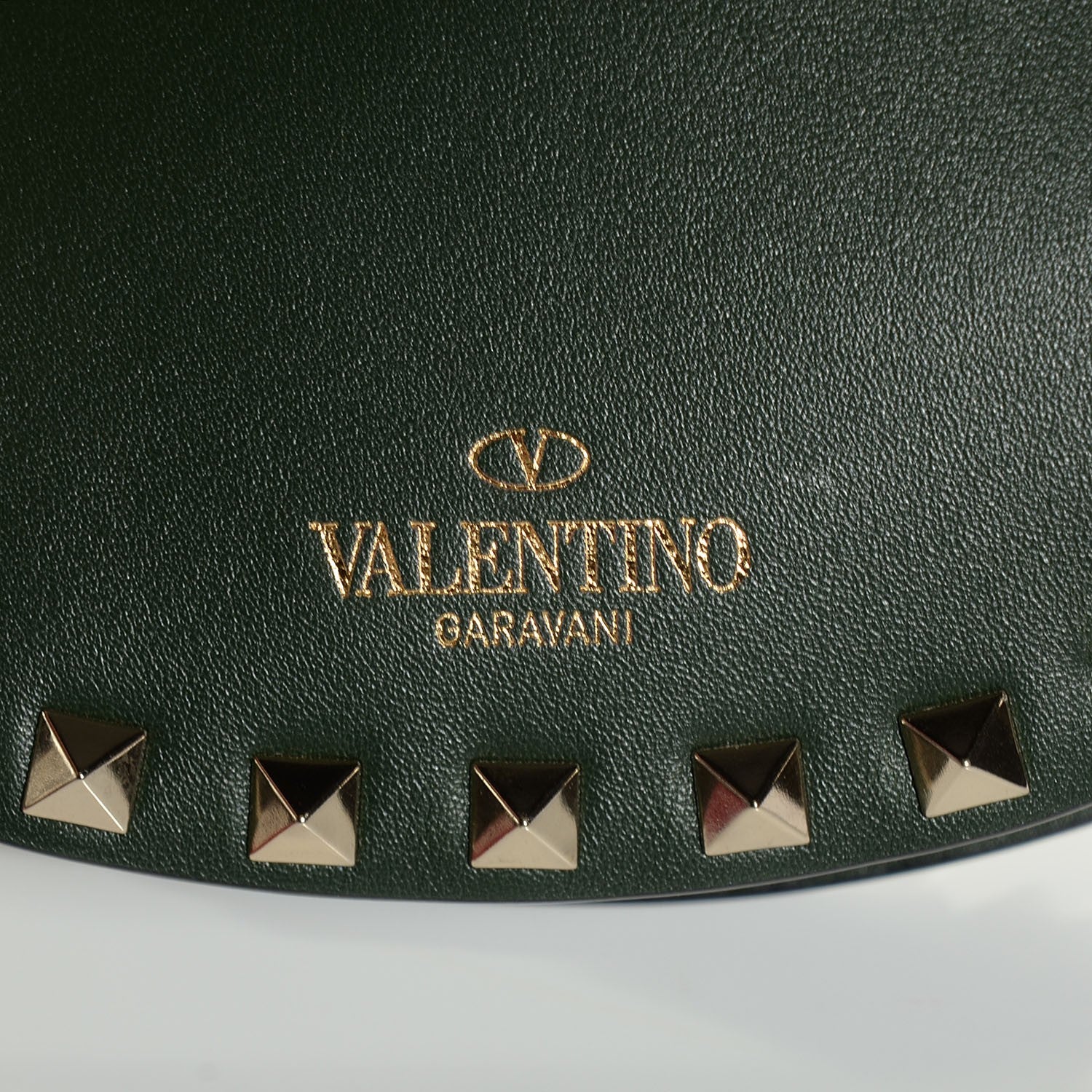 Valentino Garavani Vitello Rockstud Halfmoon Saddle Bag Forest Green 6 of 8