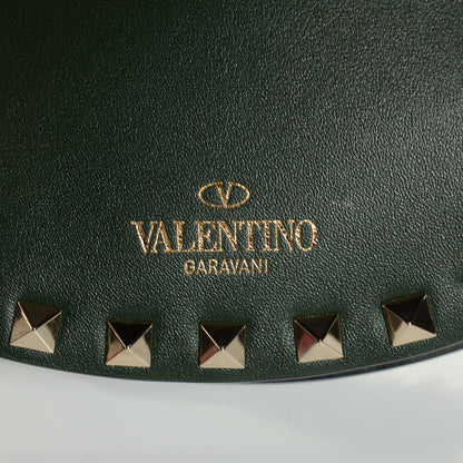 Valentino Garavani Vitello Rockstud Halfmoon Saddle Bag Forest Green 6 of 8