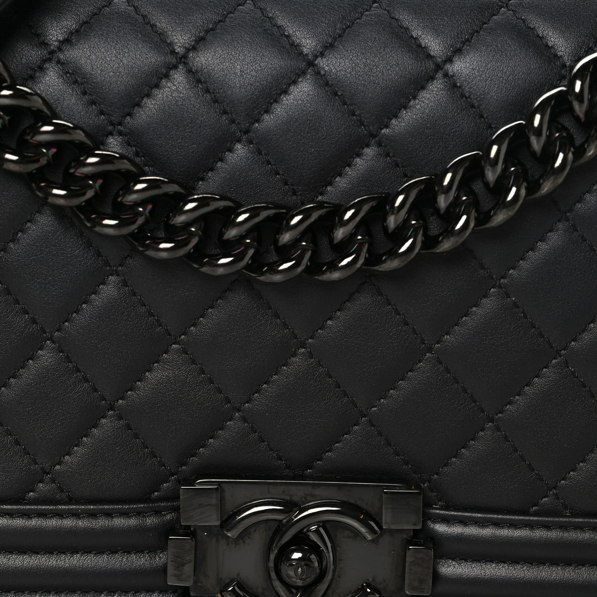 Chanel Calfskin Quilted Medium Boy Flap So Black 7 of 9