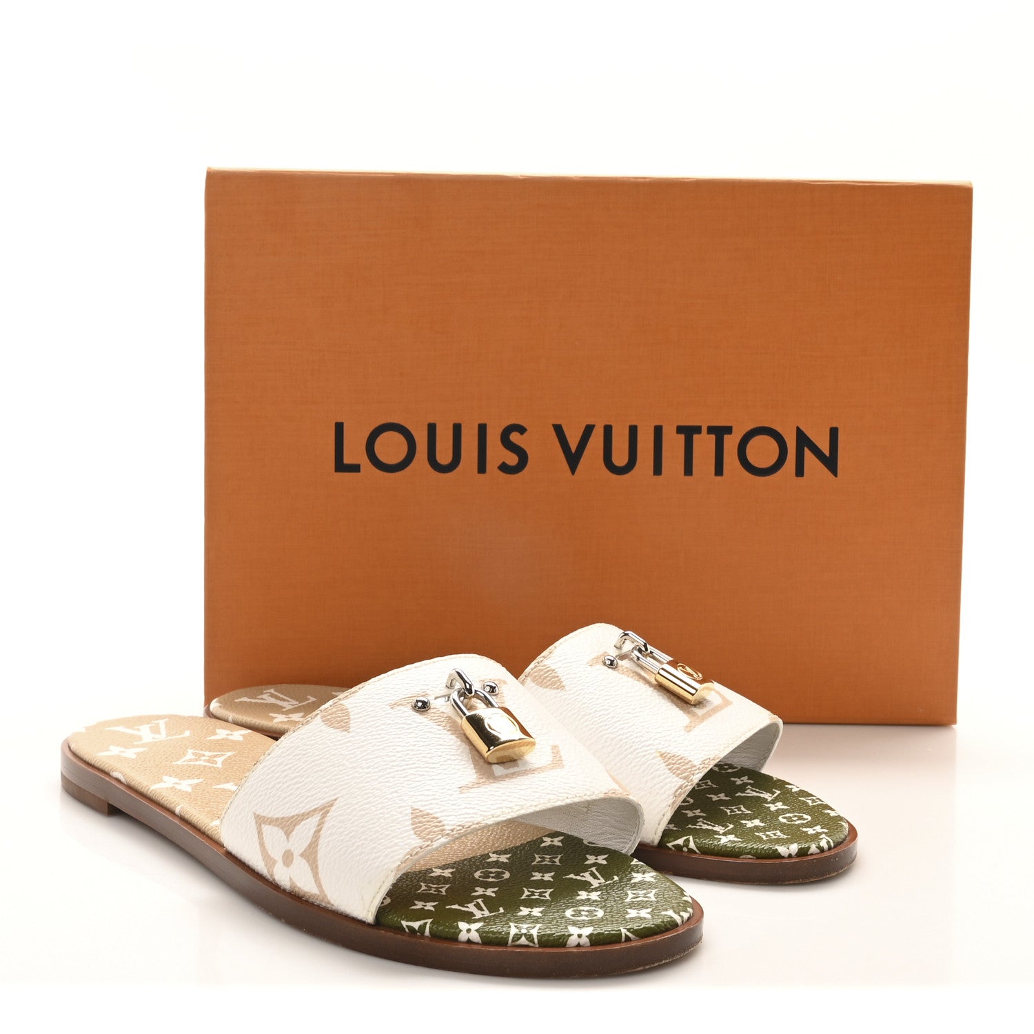 Louis Vuitton Monogram Giant Lock It Flat Mules 40 Kaki White 8 of 8