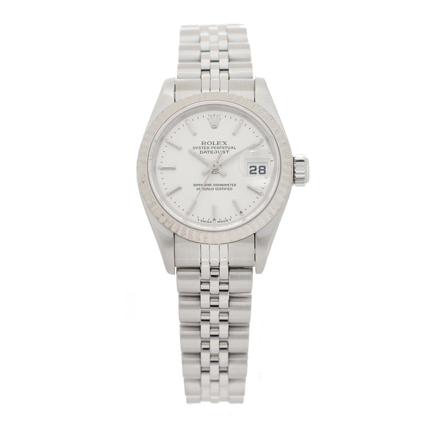 Rolex Stainless Steel 18K White Gold 26mm Oyster Perpetual Datejust Watch Silver 79174 1 of 4