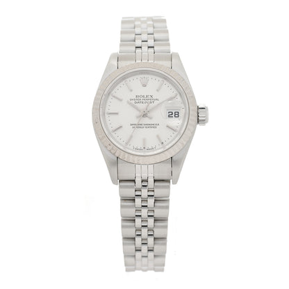 Rolex Stainless Steel 18K White Gold 26mm Oyster Perpetual Datejust Watch Silver 79174 1 of 4