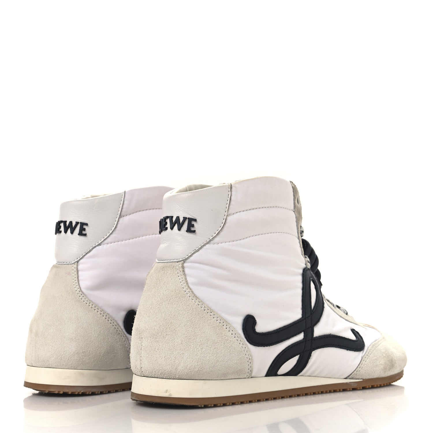 Loewe Nylon Suede Flow Runner High Top Sneakers 38 White Black 5 of 10