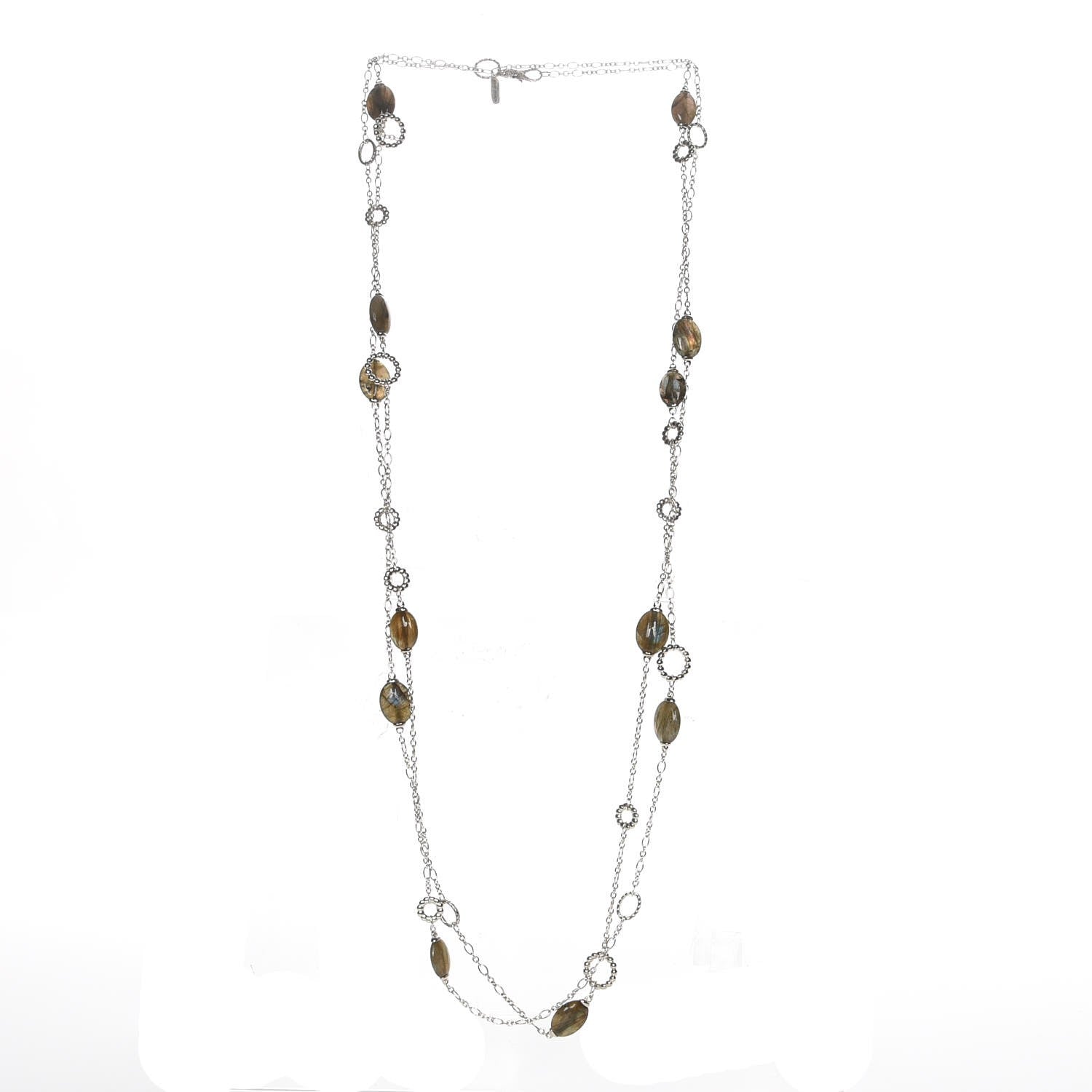 John Hardy Sterling Silver Agate Dot Disc Station Necklace 3 of 6