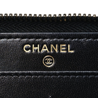 Chanel Lambskin Quilted Large Gusset Zip Around Wallet Black 6 of 8
