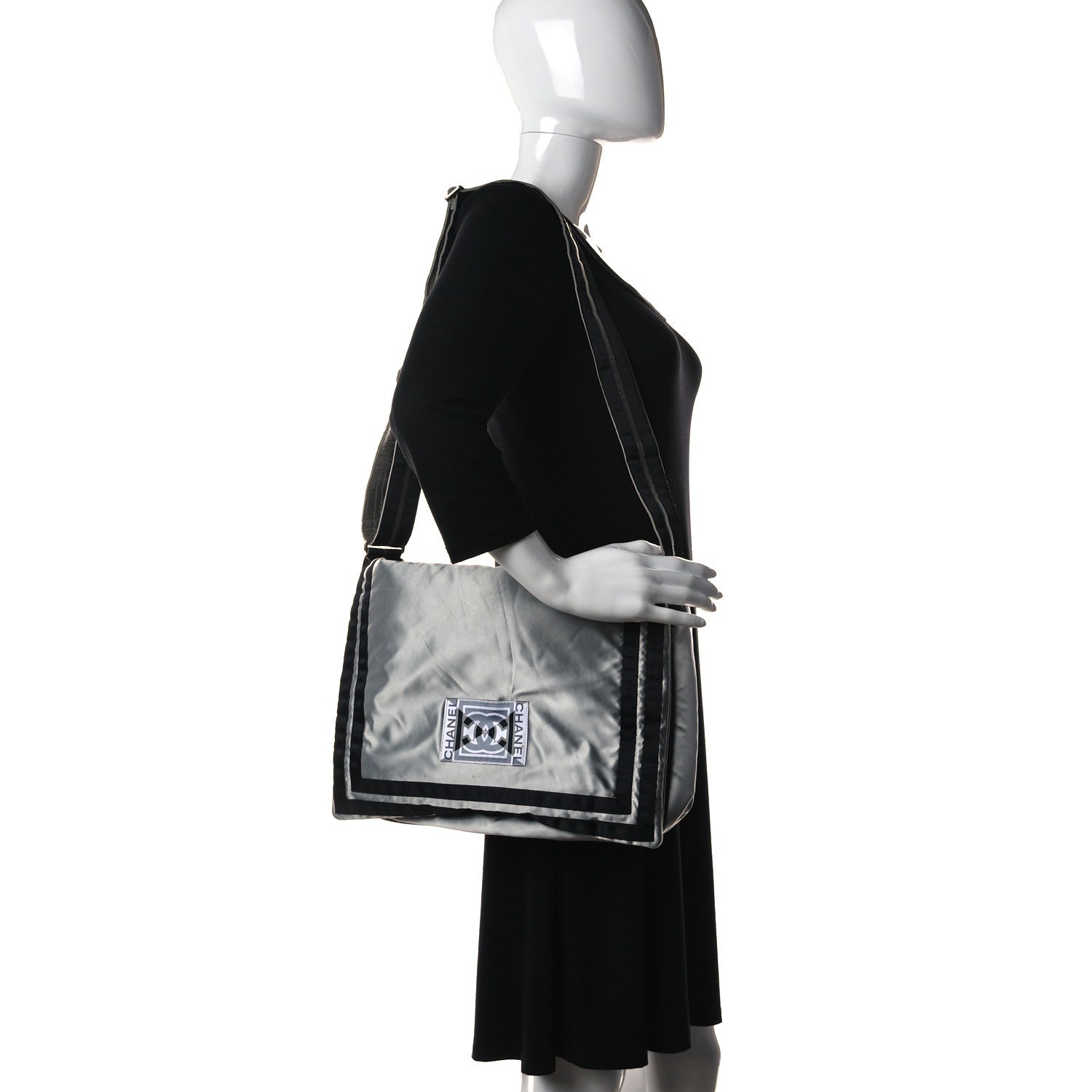 Chanel Metallic Nylon Sport CC Messenger Dark Silver 2 of 19