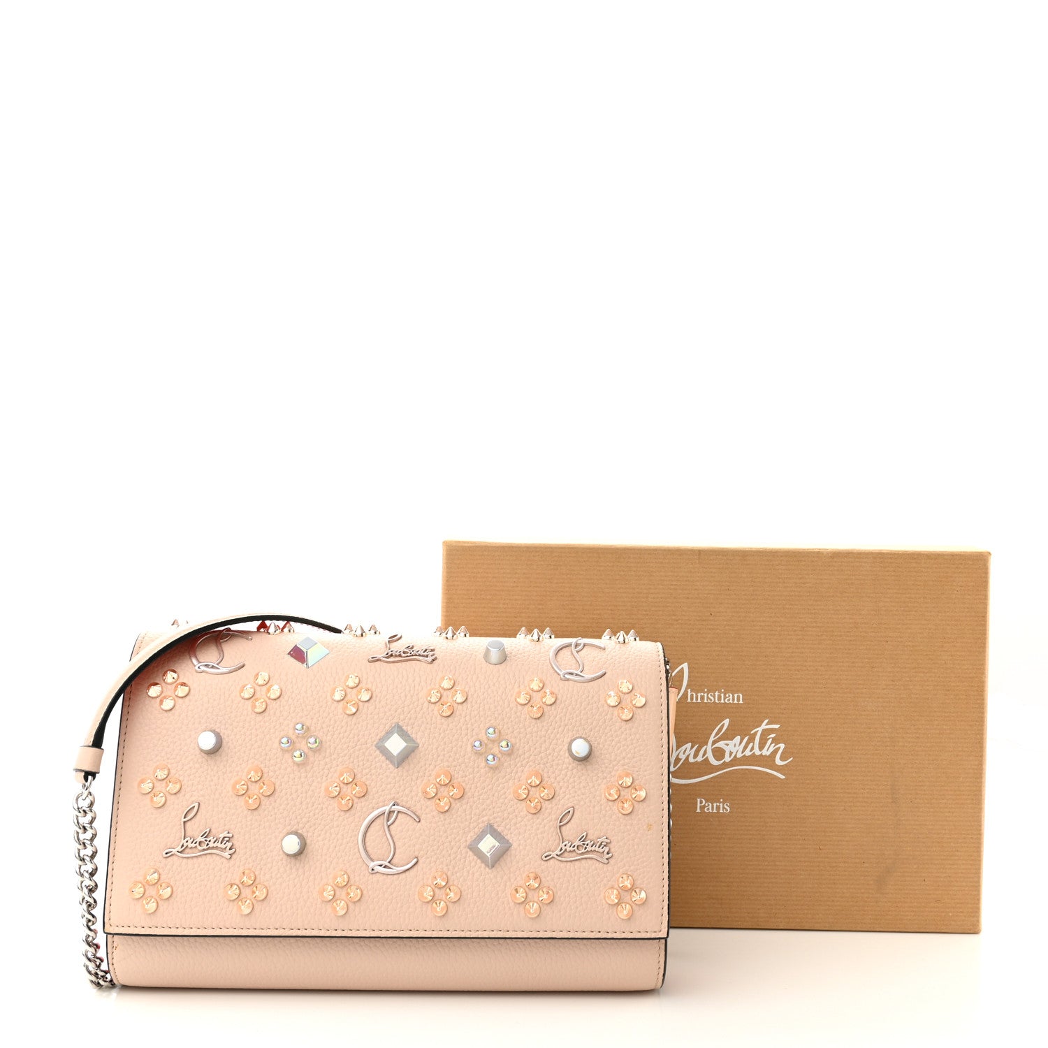 Christian Louboutin Calfskin Spikes Loubinthesky Paloma Clutch Ballerina 12 of 12