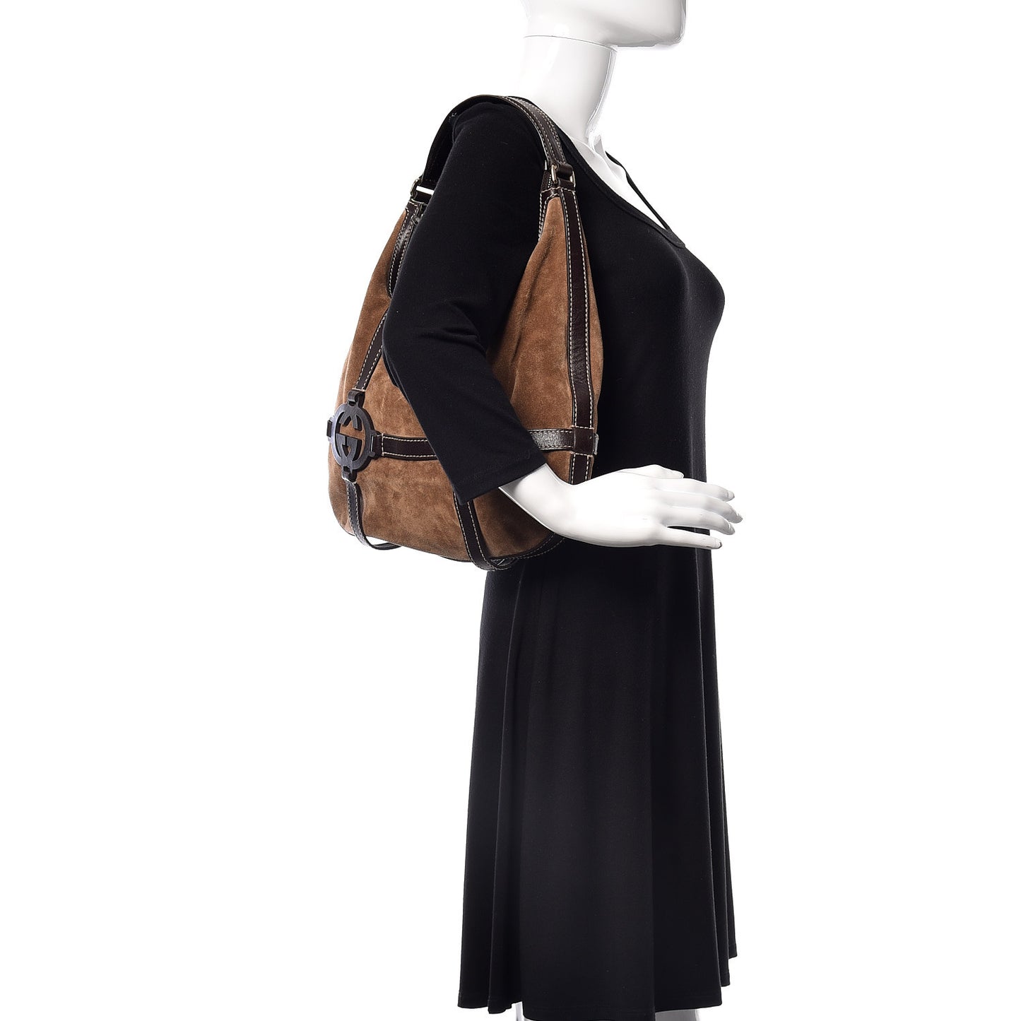 Calfskin Suede GG Royal Hobo Dark Brown