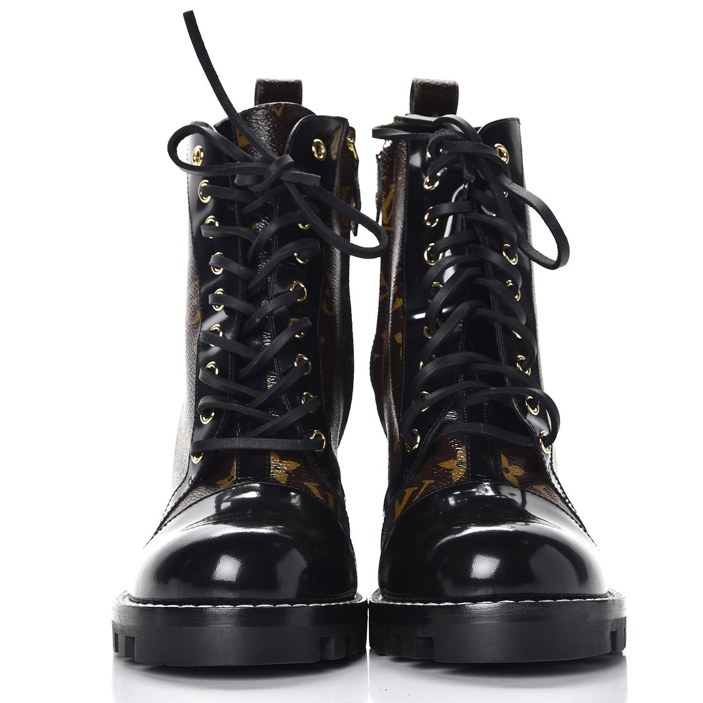 Patent Calfskin Monogram Star Trail Ankle Boots 41 Black