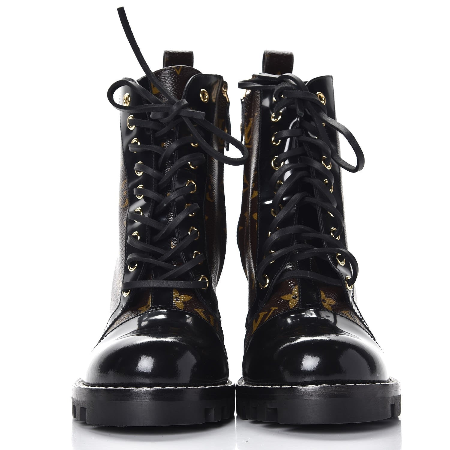 Louis Vuitton Patent Calfskin Monogram Star Trail Ankle Boots 41 Black 2 of 8