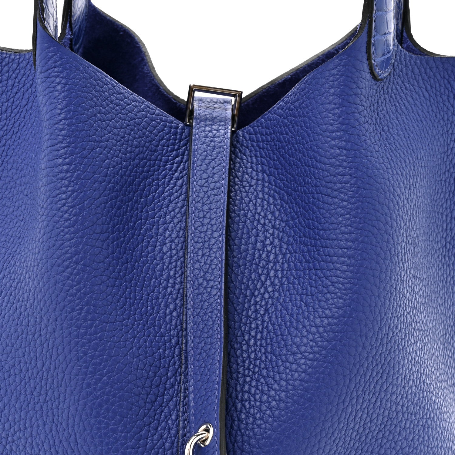 Hermes Taurillon Clemence Matte Alligator Picotin Lock Touch 22 MM Bleu Electrique 7 of 9