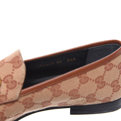 Gucci Canvas GG Monogram Horsebit Womens Jordaan Loafers 40 Beige Ruggine Rust 8 of 9