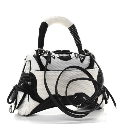 Balenciaga Faux Calfskin Fabric Small Sneakerhead Top Handle Bag Black White 3 of 10
