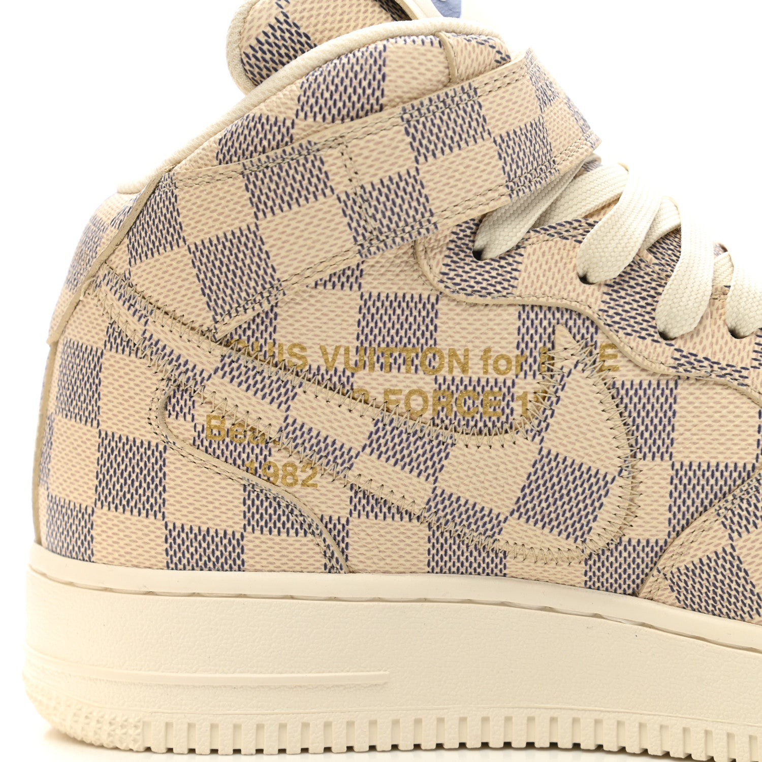 Louis Vuitton X NIKE Damier Azur Mens Air Force 1 High Top Sneakers 7.5 White 9 of 11