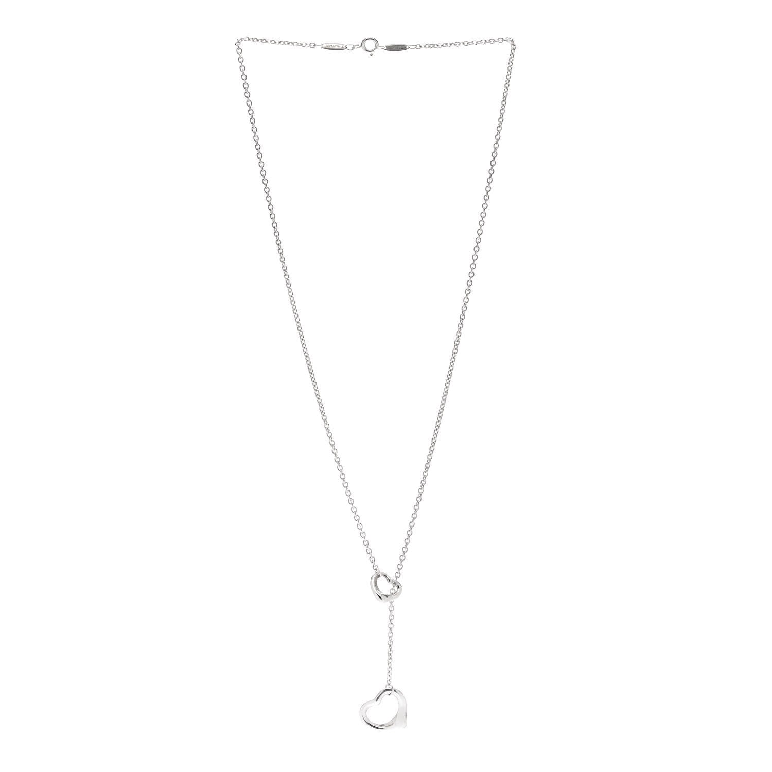 Tiffany Sterling Silver Elsa Peretti Open Heart Lariat Necklace 3 of 5