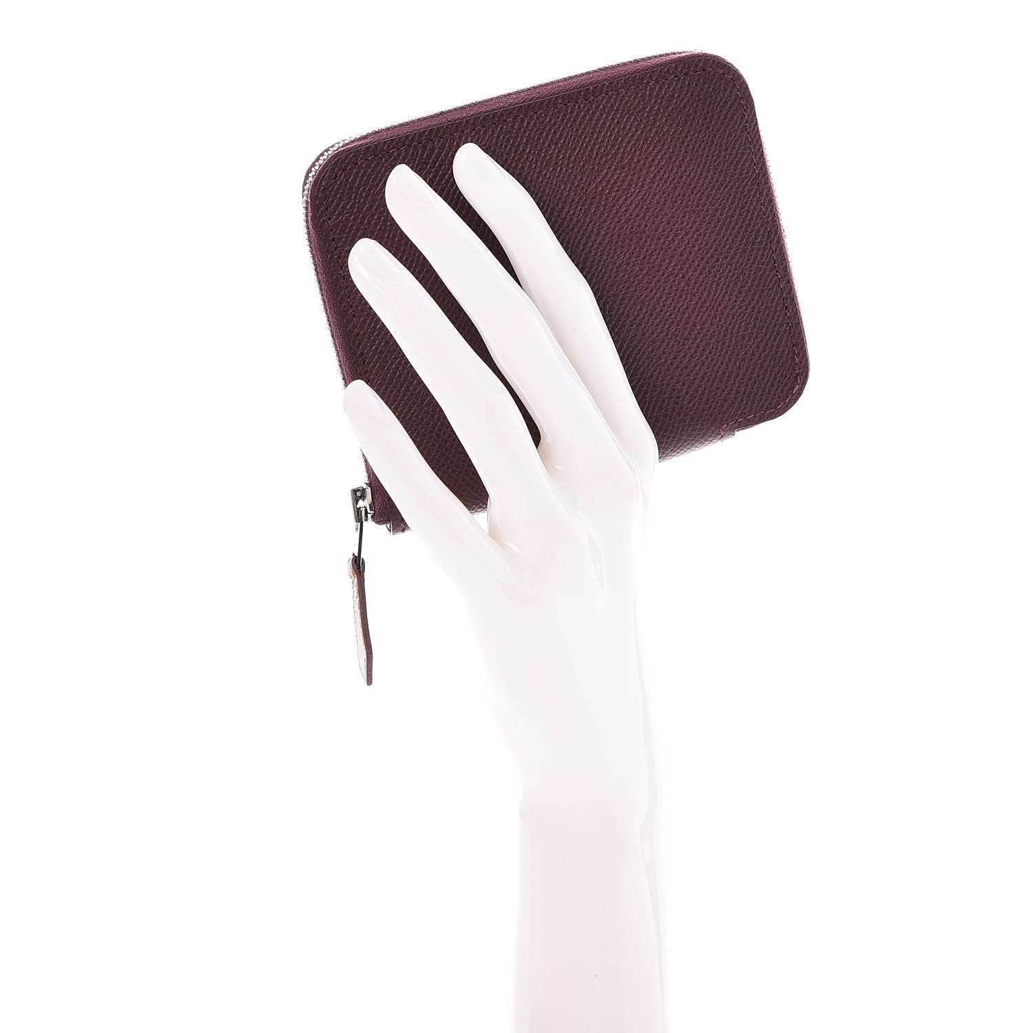 Hermes Epsom Silk'in Compact Wallet Bordeaux 2 of 8
