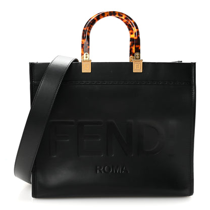 Fendi Vitello King Plexiglass Medium Fendi Sunshine Shopper Tote Black 1 of 9