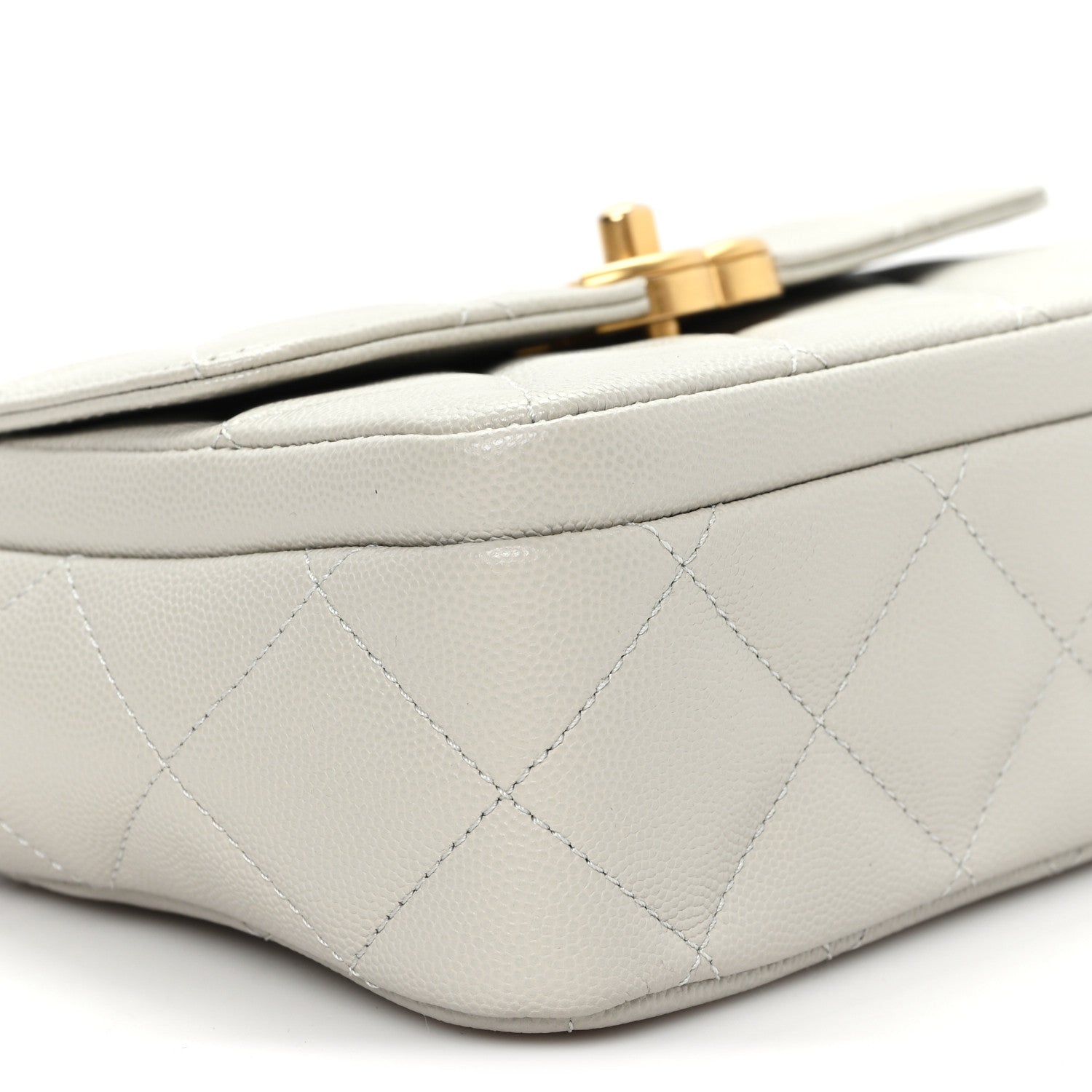 Chanel Calfskin Caviar Quilted Square Chain Flap Grey 9 of 11