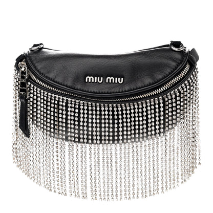 Miu Miu Nappa Crystal Fringe Belt Bag Black 1 of 9