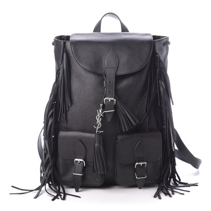 Saint Laurent Calfskin Fringe Festival Backpack Black 1 of 10