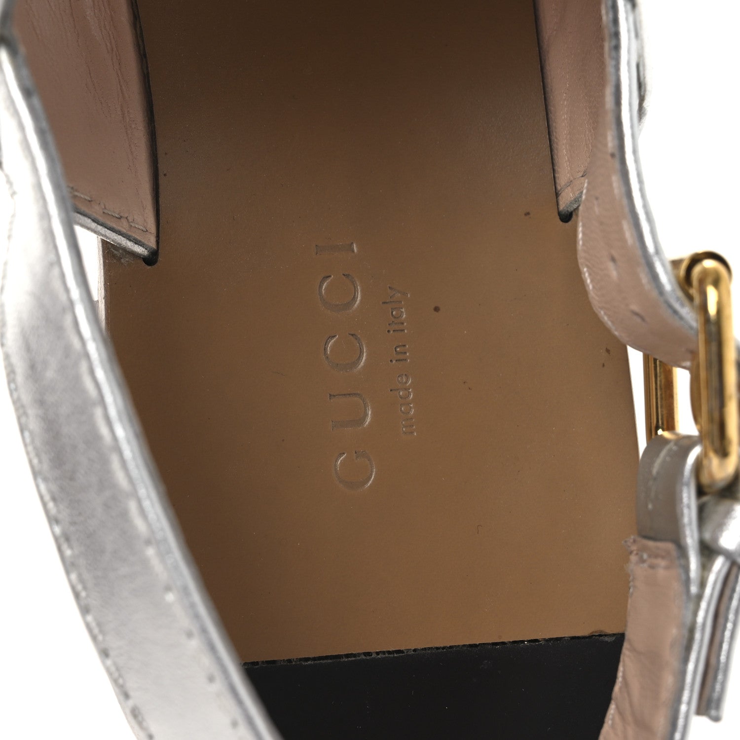 Gucci Nappa Charlotte Horsebit Thong Sandals 39.5 Silver 9 of 12