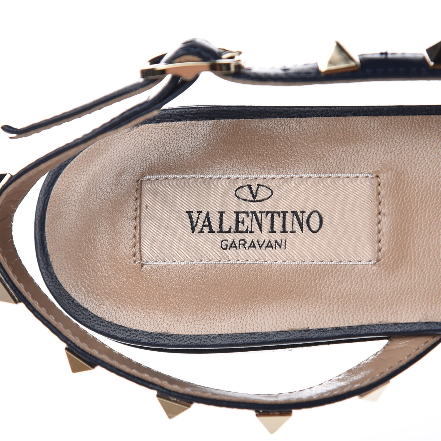 Valentino Garavani Suede Nappa Rockstud Slingback Flats 37 Marine 7 of 8