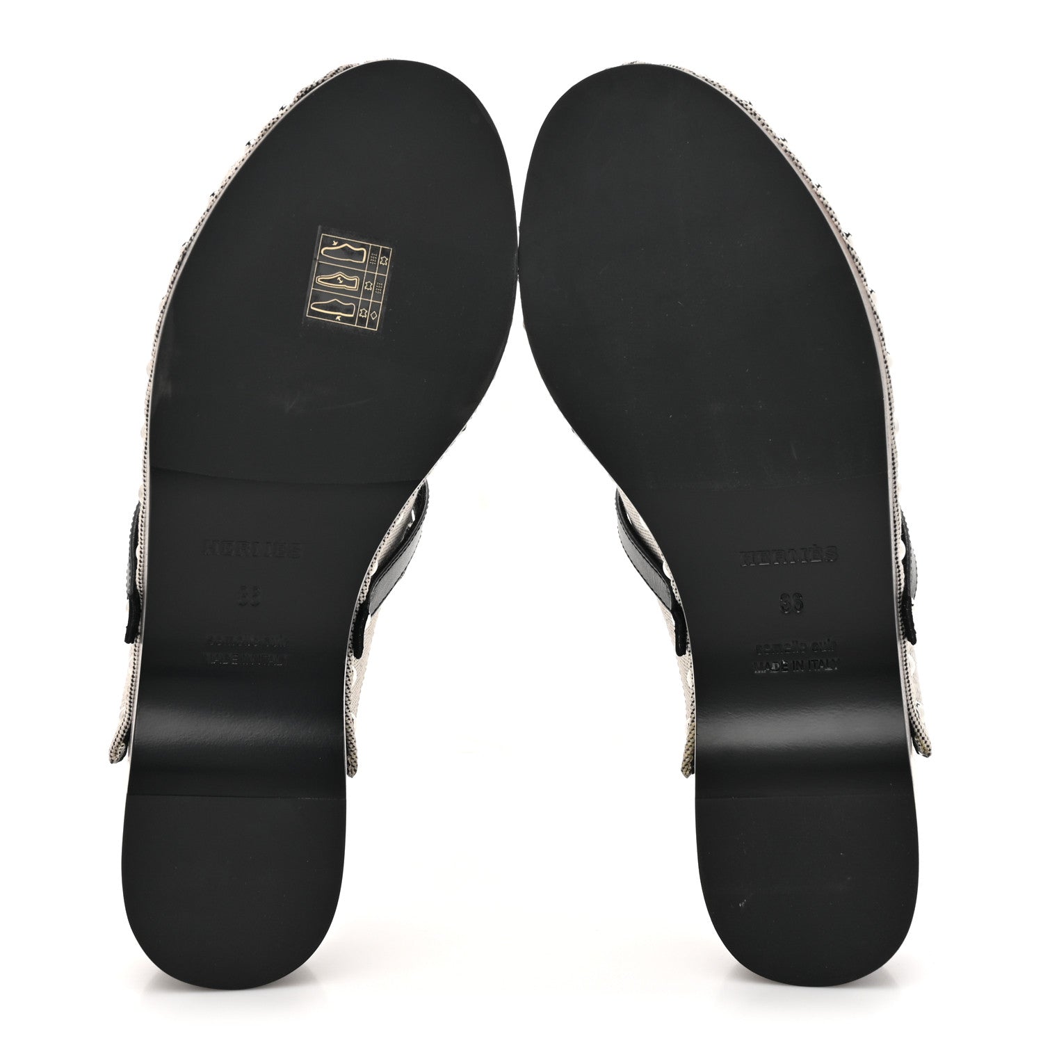 Hermes H Canvas Calfskin Carlotta Mules 36 Prunoir Black 5 of 10