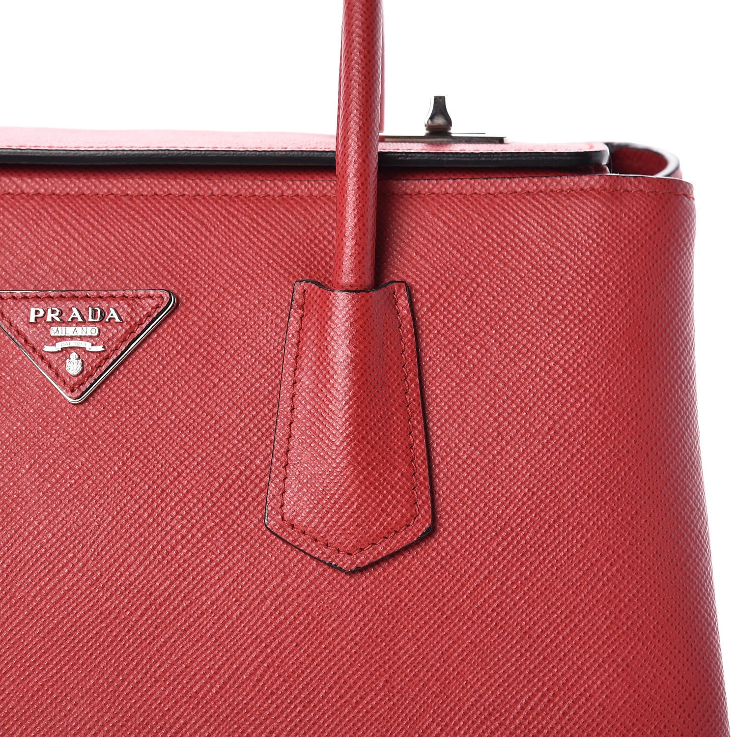 Prada Saffiano Cuir Twin Tote Fuoco 11 of 14