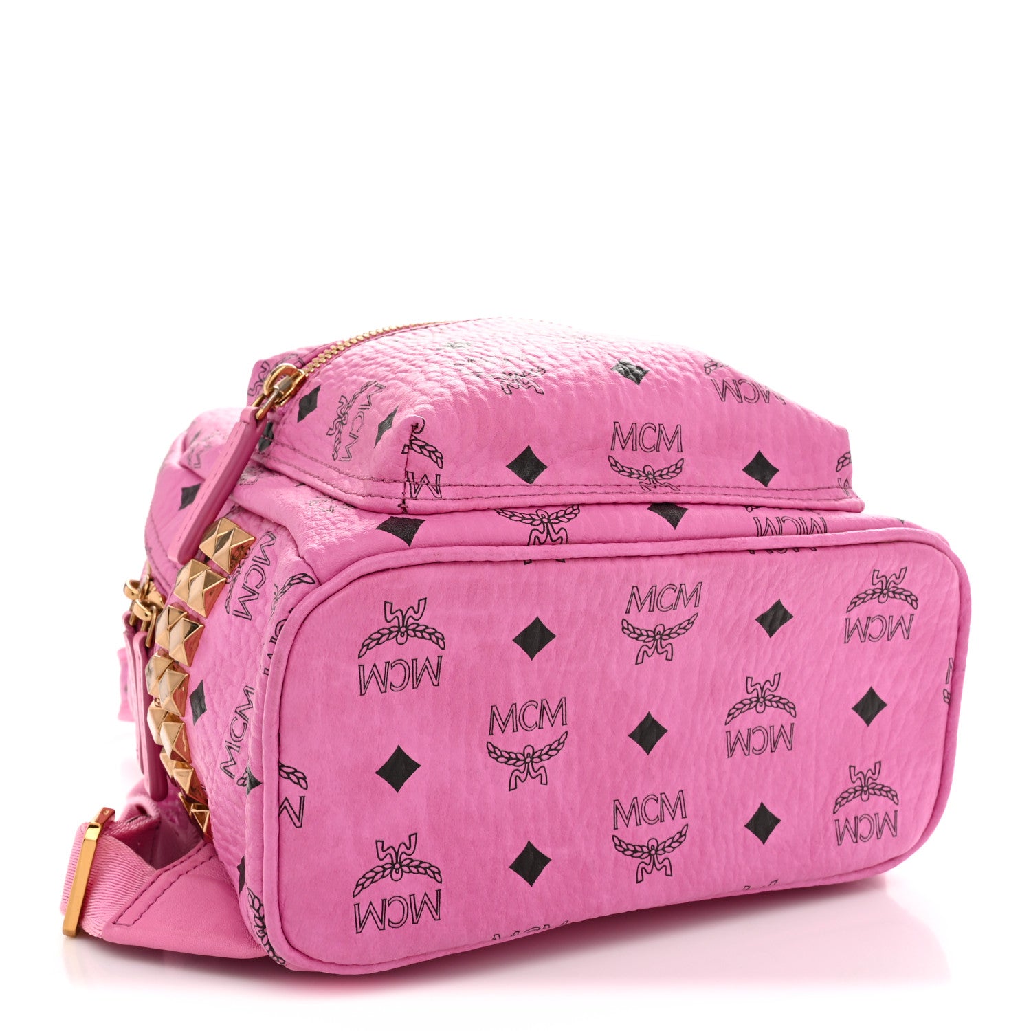 MCM Visetos Side Stud Mini Stark Backpack Pink 4 of 9