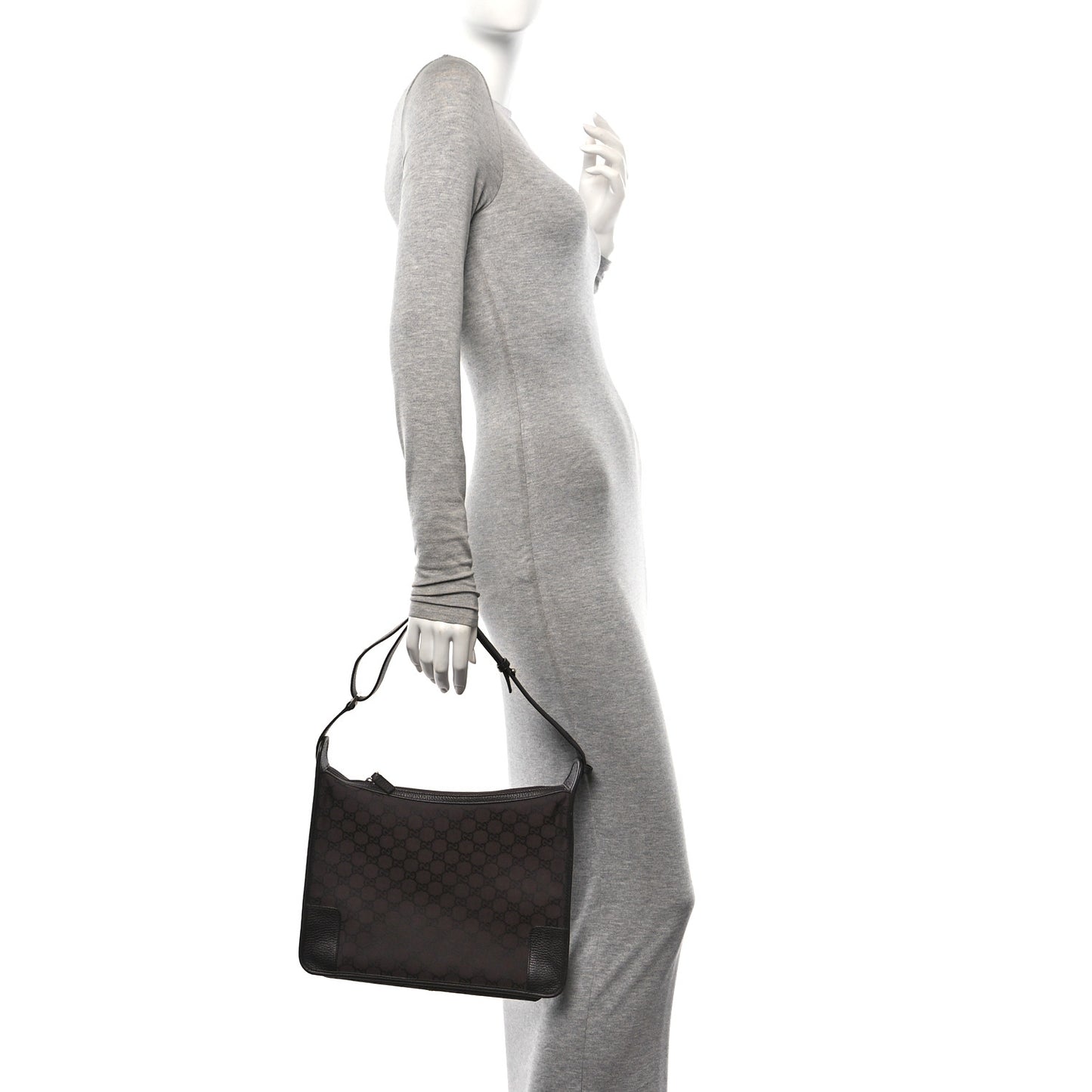 Nylon Monogram Shoulder Bag  Dark Brown