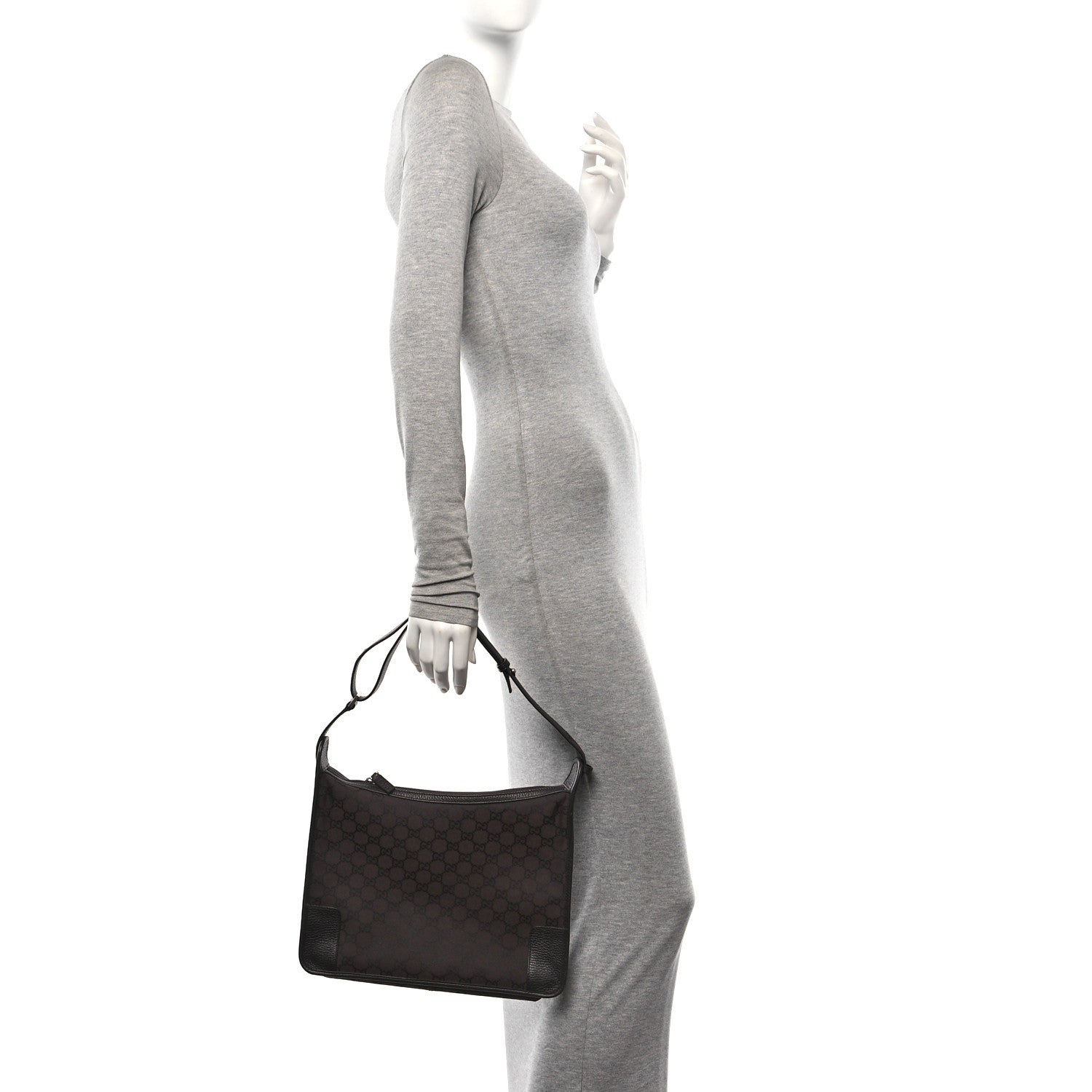 Gucci Nylon Monogram Shoulder Bag  Dark Brown 2 of 11