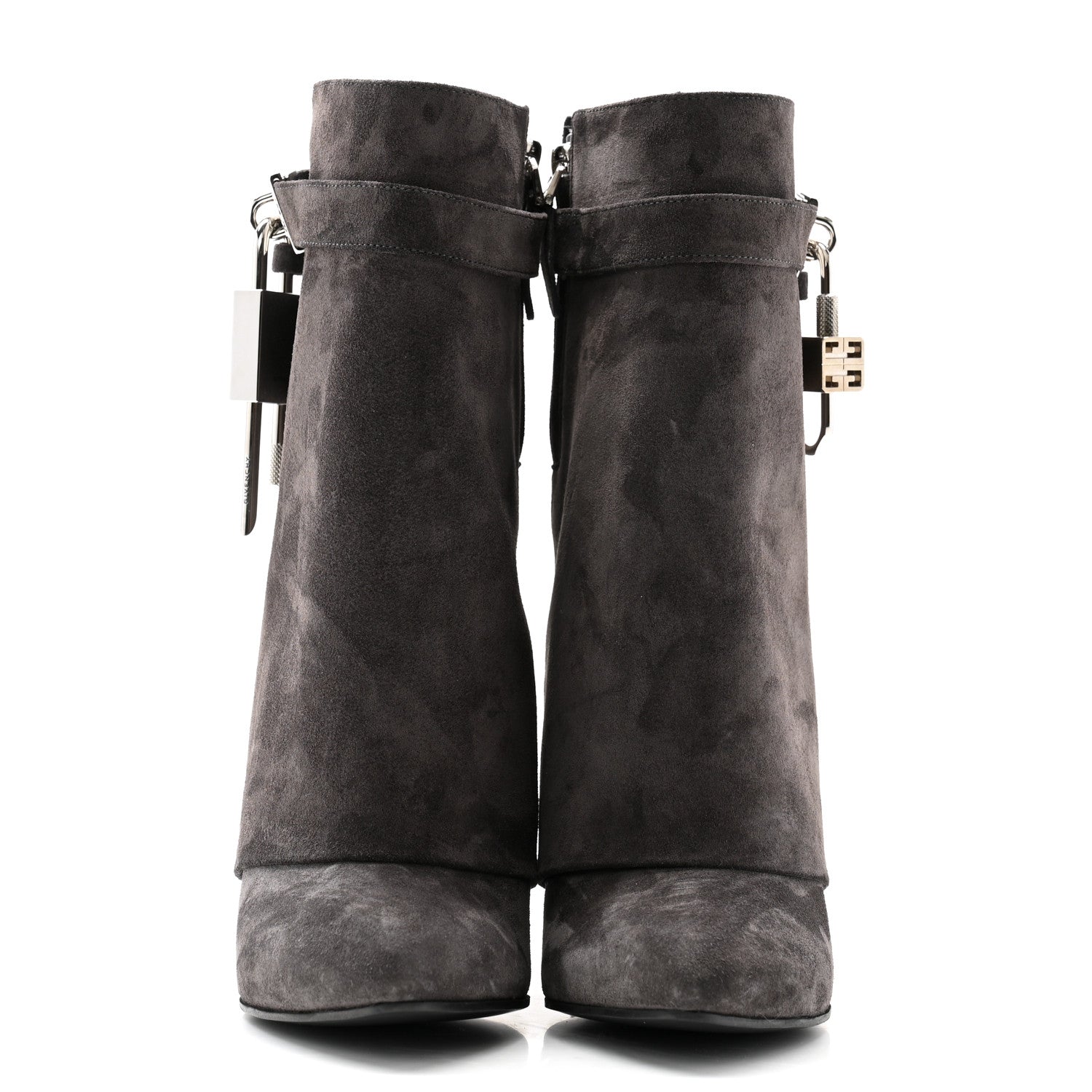 Givenchy Suede Calfskin Shark Lock Ankle Boots 39 Storm Grey 2 of 9