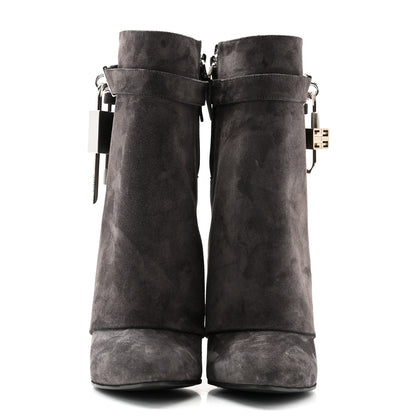 Givenchy Suede Calfskin Shark Lock Ankle Boots 39 Storm Grey 2 of 9