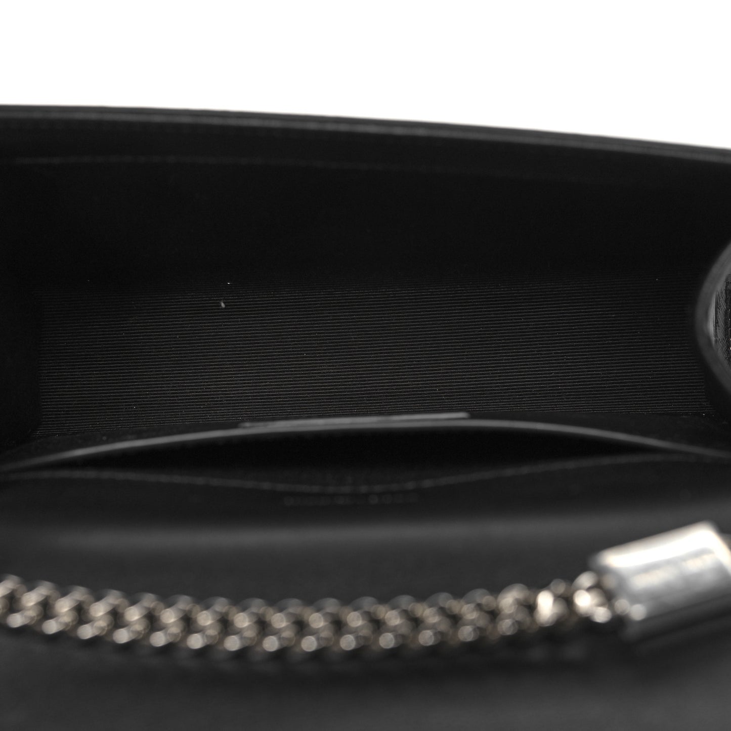 Patent Textured Striped Small Classic Monogram Kate Tassel Satchel Black