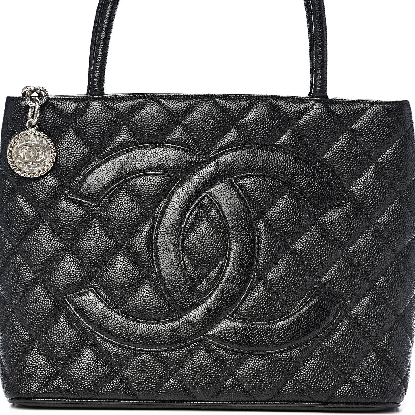 Caviar Quilted Medallion Tote Black
