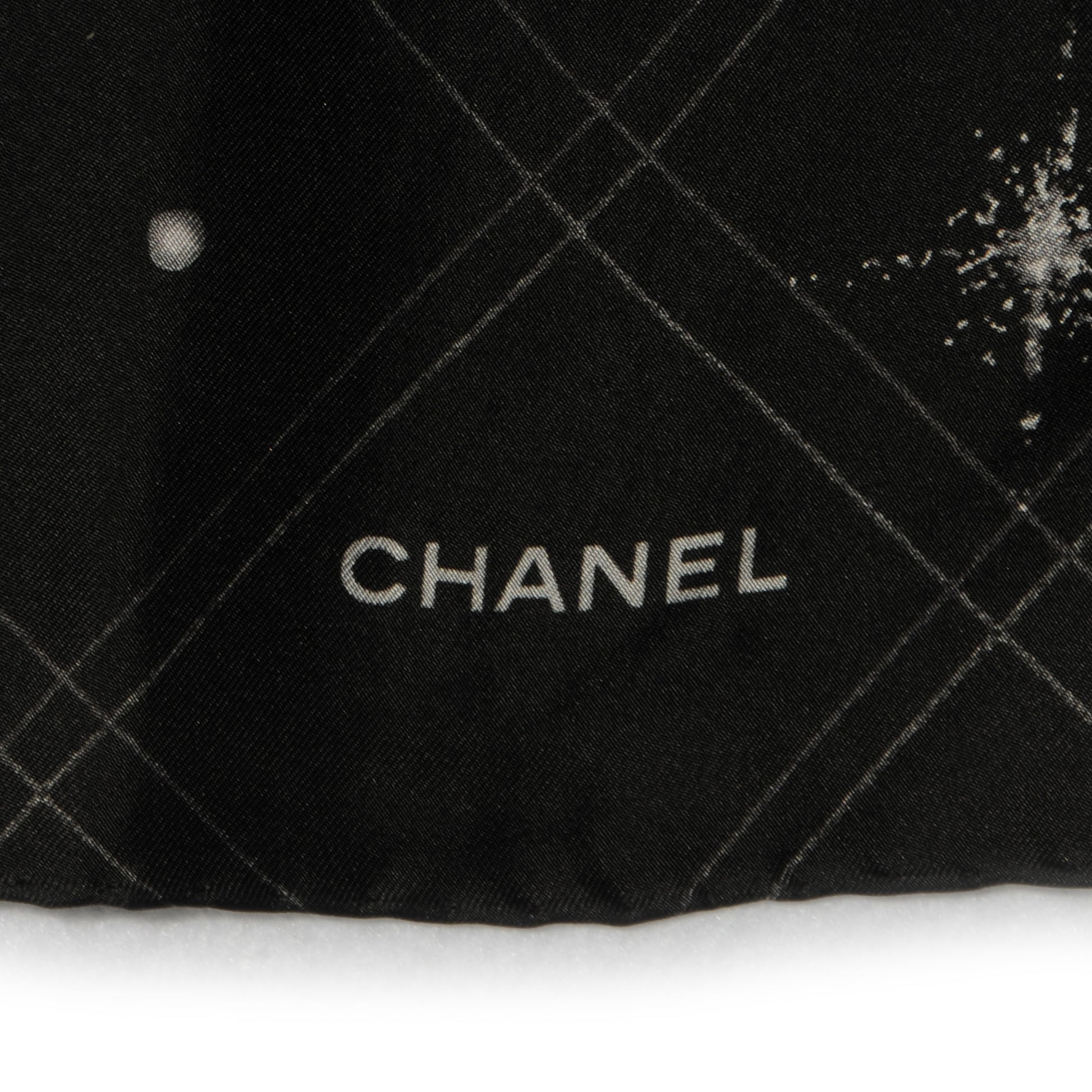 Chanel Silk Camellia Lion Scarf Black 3 of 5