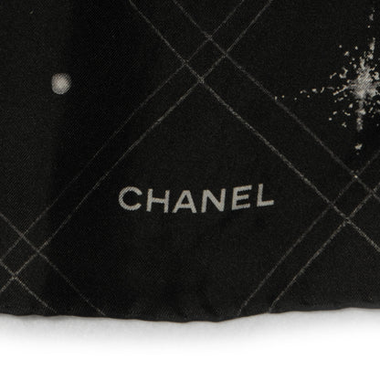 Chanel Silk Camellia Lion Scarf Black 3 of 5