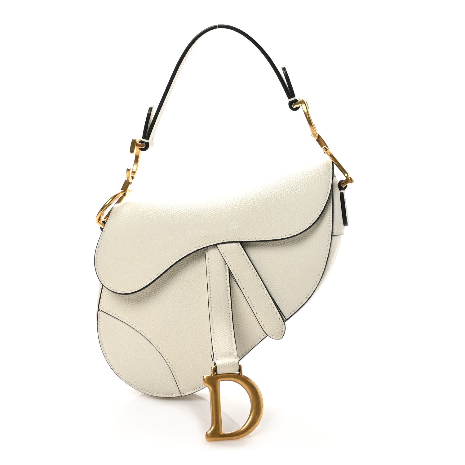 Christian Dior Grained Calfskin Mini Saddle Bag White 1 of 10