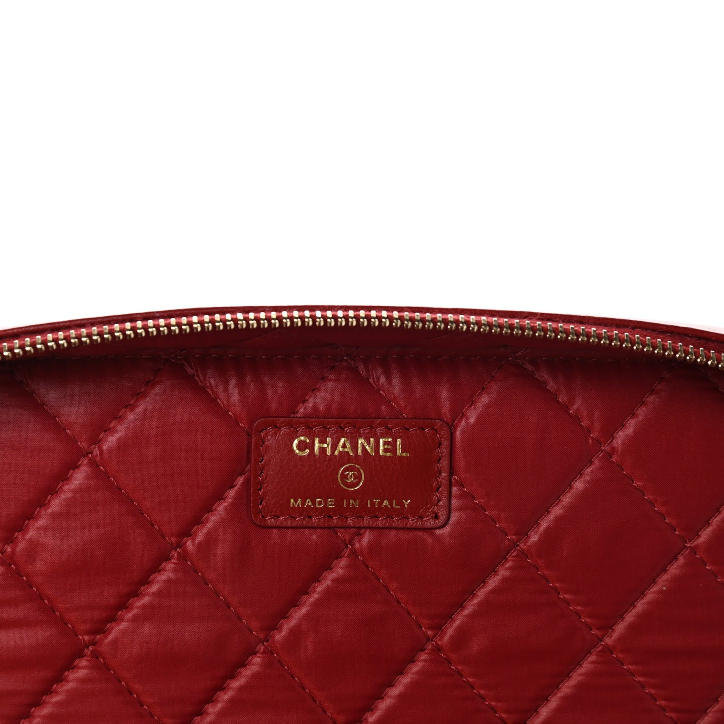 Lambskin Quilted Large Vanity Pouch Red