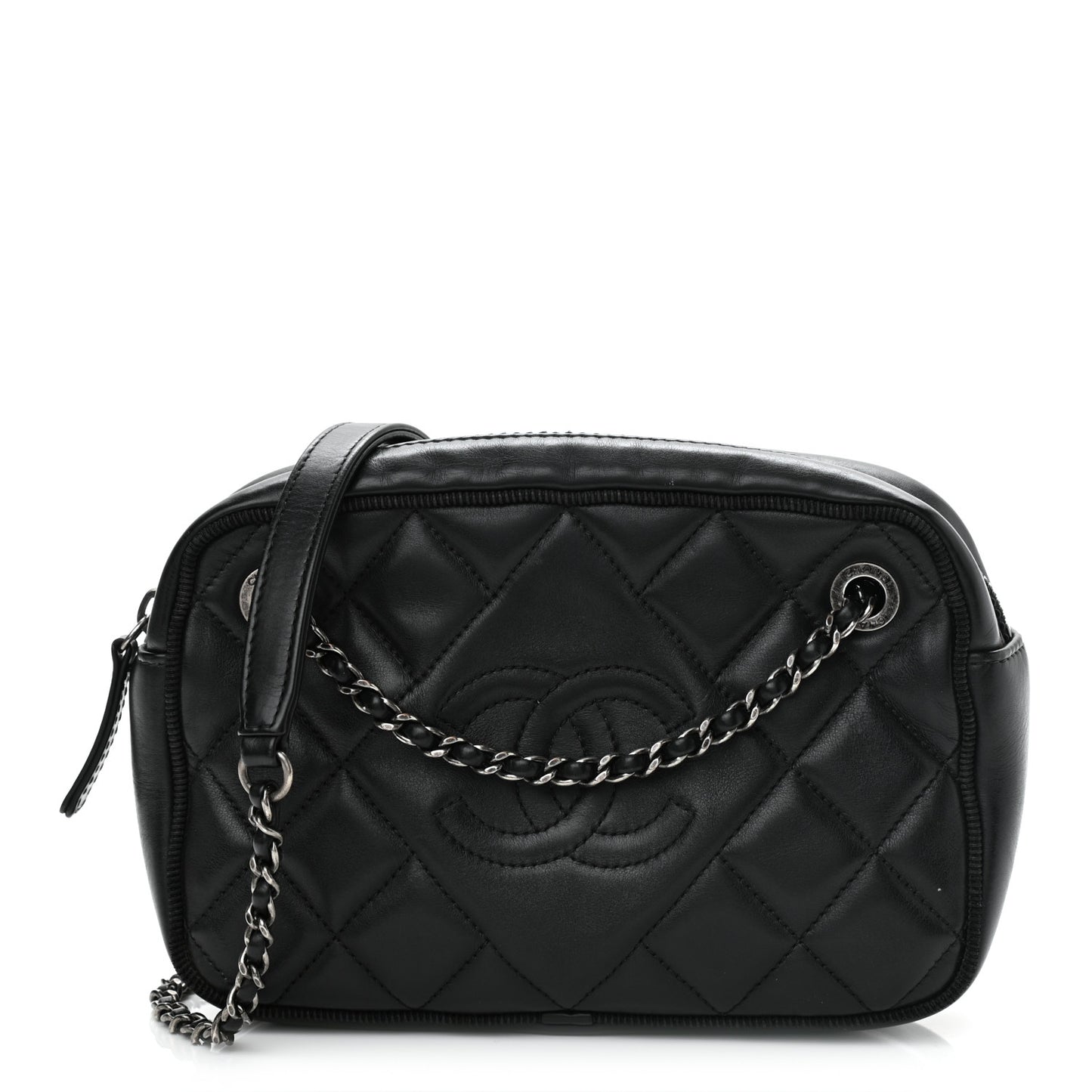 Calfskin Quilted Small Ballerine Camera Case Black