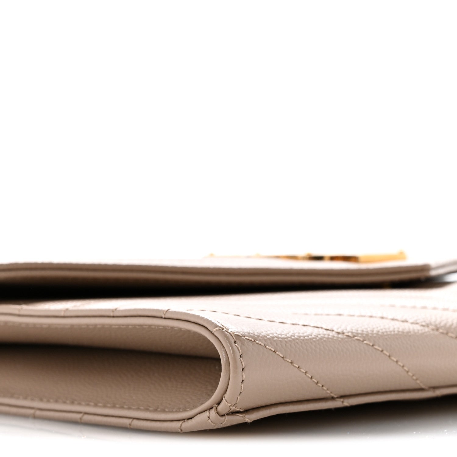 Saint Laurent Grain De Poudre Matelasse Chevron Monogram Envelope Clutch Dark Beige 9 of 12
