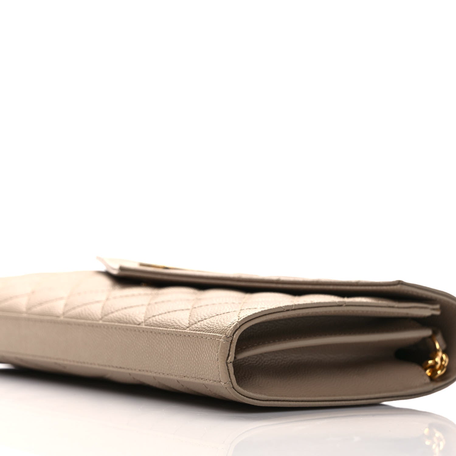 Saint Laurent Grain De Poudre Mixed Matelasse Triquilt Monogram Chain Wallet Dark Beige 8 of 8