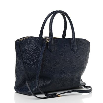Burberry Heritage Grain Check Embossed Medium Dewsbury Tote Blue Carbon 2 of 10
