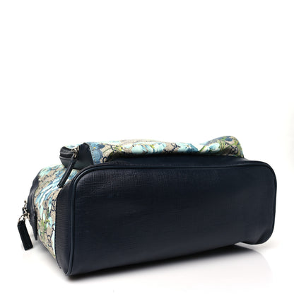 Gucci GG Supreme Monogram Blooms Medium Day Backpack Beige Blue Navy 4 of 10